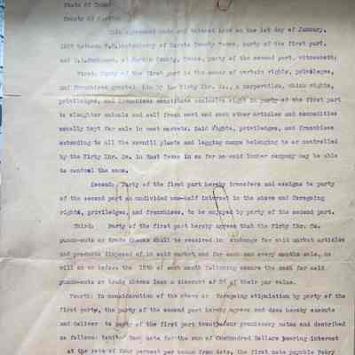 Agreement Between W W Fortenberry of Harris Co, Texas and C D Buchanen of Hardin County, Texas dated January 1, 1909