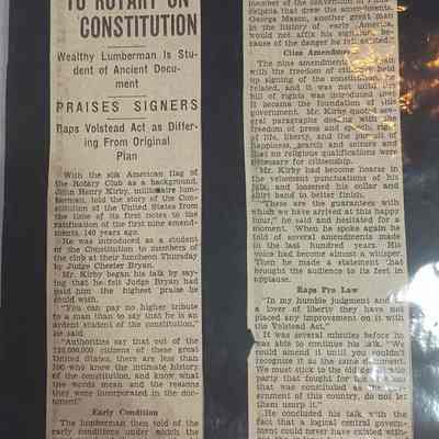 Article on "Kirby Speaks to Rotary on Constitution" , no date or origin