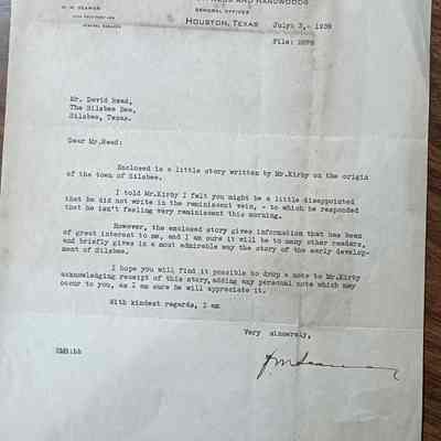 Letter to David Read from Kirby Lumber Company, HM Seaman, Vice President and General Manager dated July 3, 1939