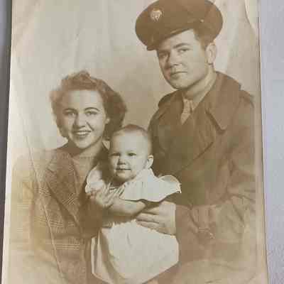 Original photo of Lance Rosier, wife and child