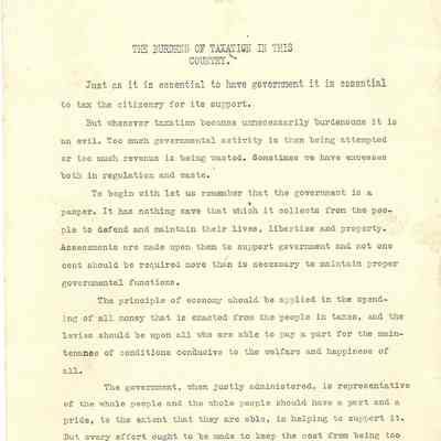 John H Kirby Writing "The Burdens of Taxation In This Country"