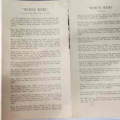 Who's Who at the Kirby Dinner November 17, 1921