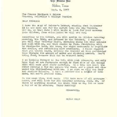 Letter to The Franke Brothers & Zeiske from David Read September 6, 1947
