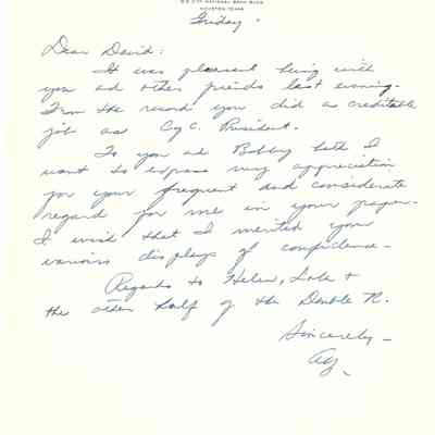 Letter to David Read from Alf Roark Friday