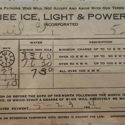Silsbee Ice, Light & Power Co Billing dated May 15, 1924
