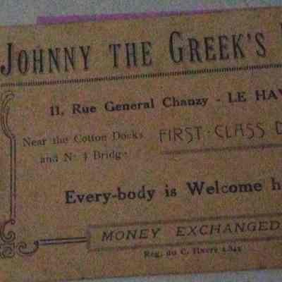 Business Card from "Johnny the Greek's Bar" - Rue General Chanzy -Le Havre