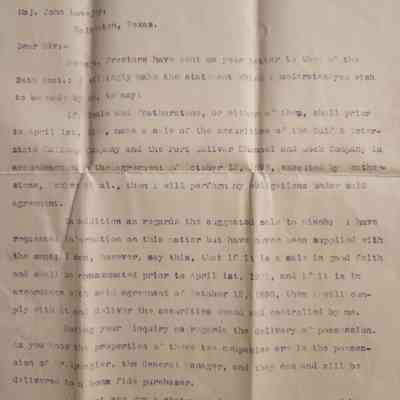 Letter to John Lovejoy from John H Kirby dated February 26, 1900