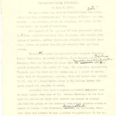 John H Kirby Writing "The Constitutional Convention"