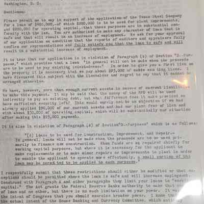 Letter to Honorable Jesse H. Jones from George Armstrong dated August 18, 1934