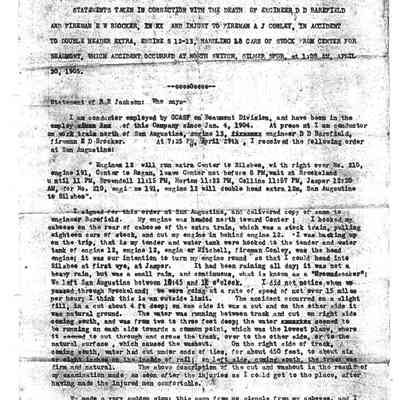 Conductor Report of Train Accident