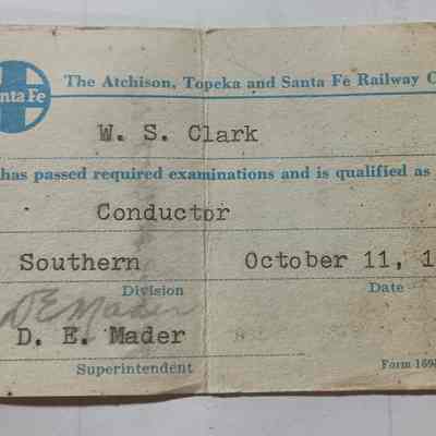 Watch reset card and certification as conductor for WS Clark