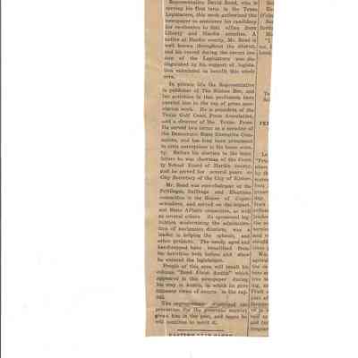 Newspaper Article "State Representative David Read Announces for Re-Election