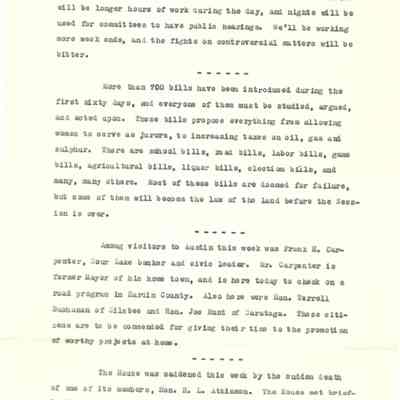 News Column - "Read About Austin" March 18, 1947 - David Read Materials