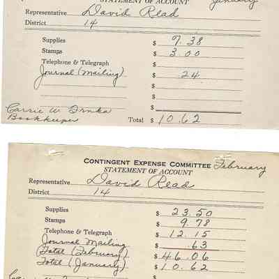 Contingent Expense Committee Statement of Account - David Read January, February, and May