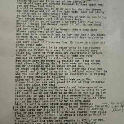Letters from Jonathan P Allen to Mrs S C Littlepage and Charlie & Beryl Barnes dated May 1, 1956