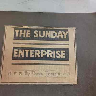 Scrapbook by Christian von Ketslhodt of Kirby and Texas items labeled The Sunday Enterprise by Dean Tevis
