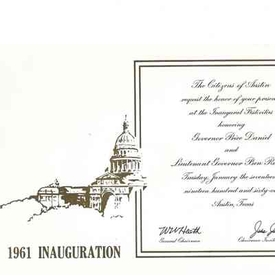1961 Texas Inauguration Invitation - David Read Materials