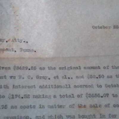 Letter to John W Mackey, Attorney, from John Henry Kirby dated October 28, 1916 concerning court settlement