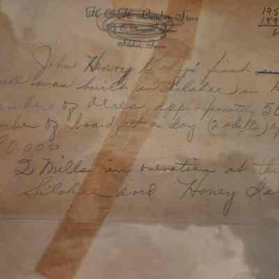 Handwritten Note about Kirby 1st Mill built in Silsbee in 1894 and 2nd at Honey Island