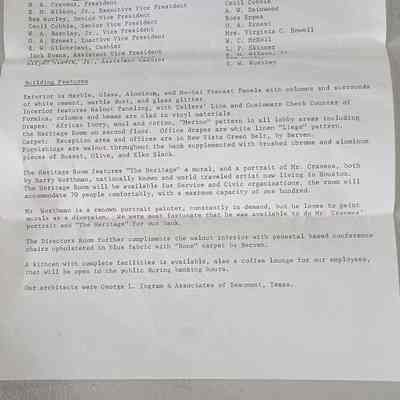 Silsbee State Bank information sheet