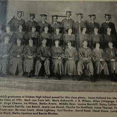 Laminated copy of newspaper picture - Silsbee High School Class of 1923 - David Read listed in class