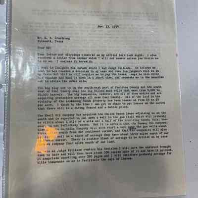 Letter to M B Armstrong from George Armstrong 11/13/1934