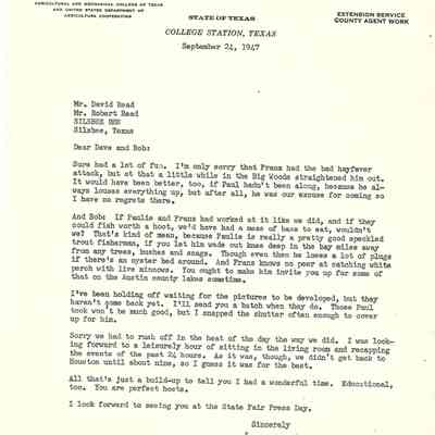Letter to David and Bob Read from Louis Franke September 24, 1947