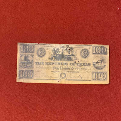 The Republic of Texas 100 Dollars