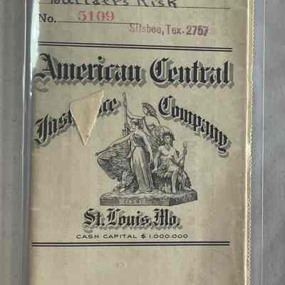 Texas Standard Fire Policy - insuring R.L. Weathersby dated July 14, 1915 by American Central Insurance Co