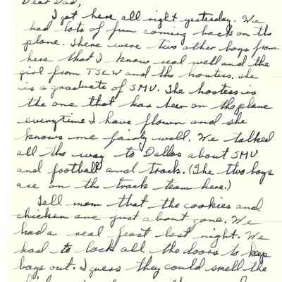 Letter to David Read from Son Tom Read at Southern Methodist University November 12, 1951
