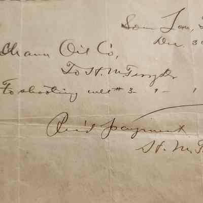 Bill to Last Chance Oil Co for Shooting Well #3 dated December 30, 1916