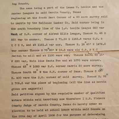 Election Order to Incorporate the Town of Silsbee Juction for Municipal purposes