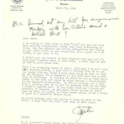 Letter to David Read from Jack Brooks March 24, 1949