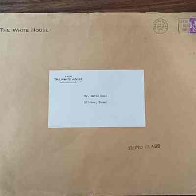 Envelope from The White House to David Read -postmarked January 22, 1964