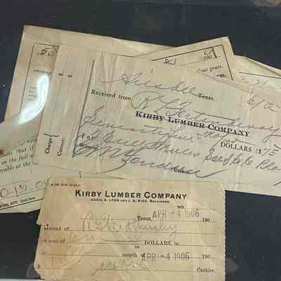 Kirby Lumber Company Receipts dated 1906