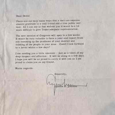 Letter to David Read from Lyndon B Johnson dated December 23, 1957