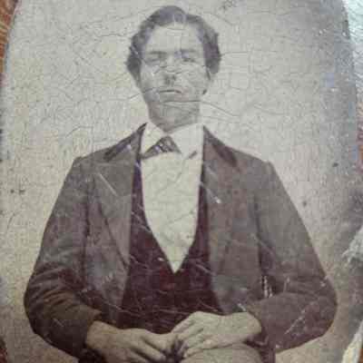 Tin Type of Man in Suit with Black Tie