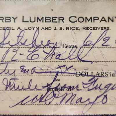 Kirby Lumber Co Receipt to R E Wall for $40 in payment for 1 Cull Mule dated June 25, 1906