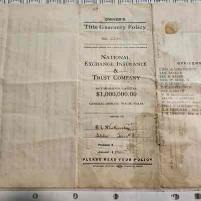 Title Guaranty Policy issued to R L Weathersby Silsbee Tx #2230