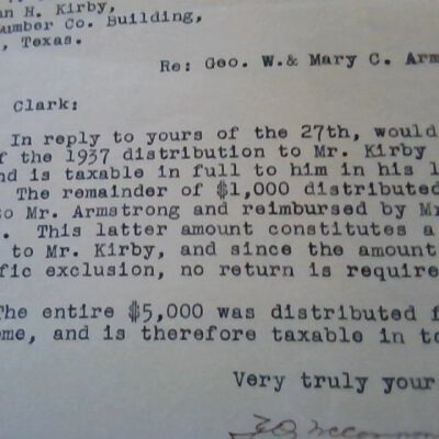 Letter to E V Clark from Y G McCammon concerning Taxable Income