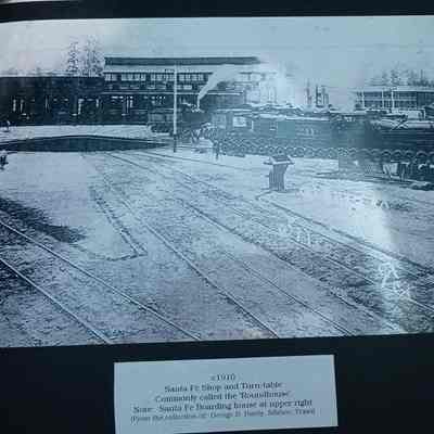 Photo of Train Cars at Santa Fe Shop and Turn-table