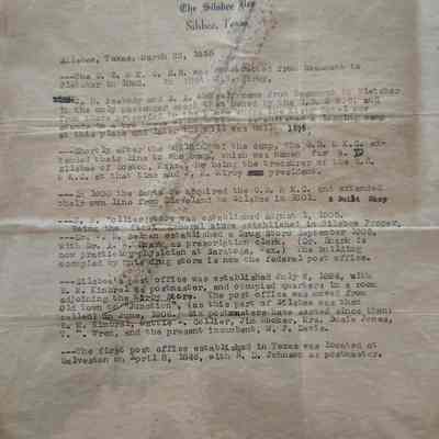 Letter from Read Printing and Paper Company, The Silsbee Bee dated March 23, 1935 with various points of railroad construction, lumber mill, Collier store, and Silsbee's post office