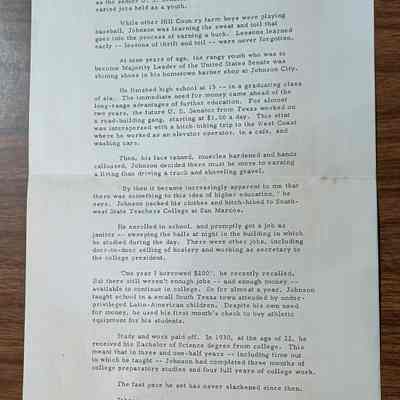 Lyndon B Johnson Biographical Sketch