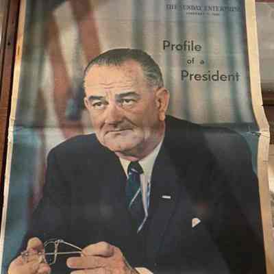 Sunday Enterprise Newspaper LBJ - Profile of a President - February 9, 1964 - 3 copies total