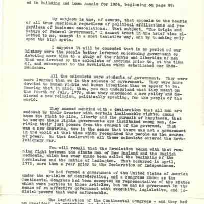 John H Kirby Speech to US Building & Loan League October 25, 1934 in New Orleans, La