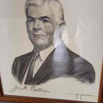 Framed sketch of J.N. Collier by Harry Worthman