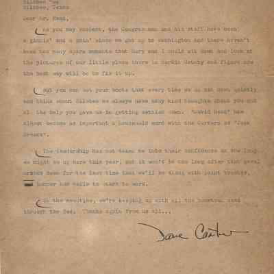 Letter to David Read from Dave Carter