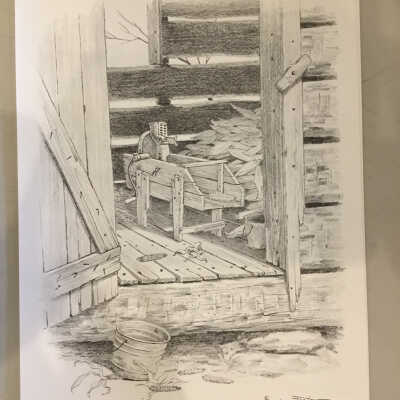 Drawing: Corn Sheller by Woodrow Foster