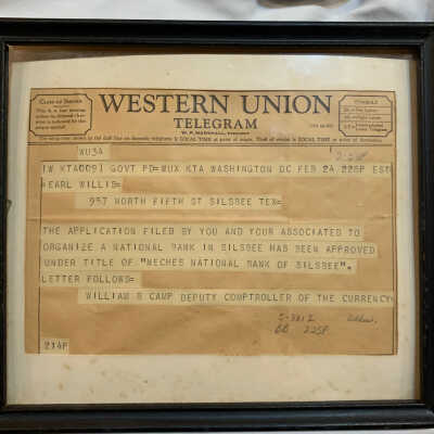 Framed Western Union Telegram