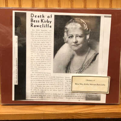 Framed: Newspaper Obituary of Bess Kirby Rawcliffe